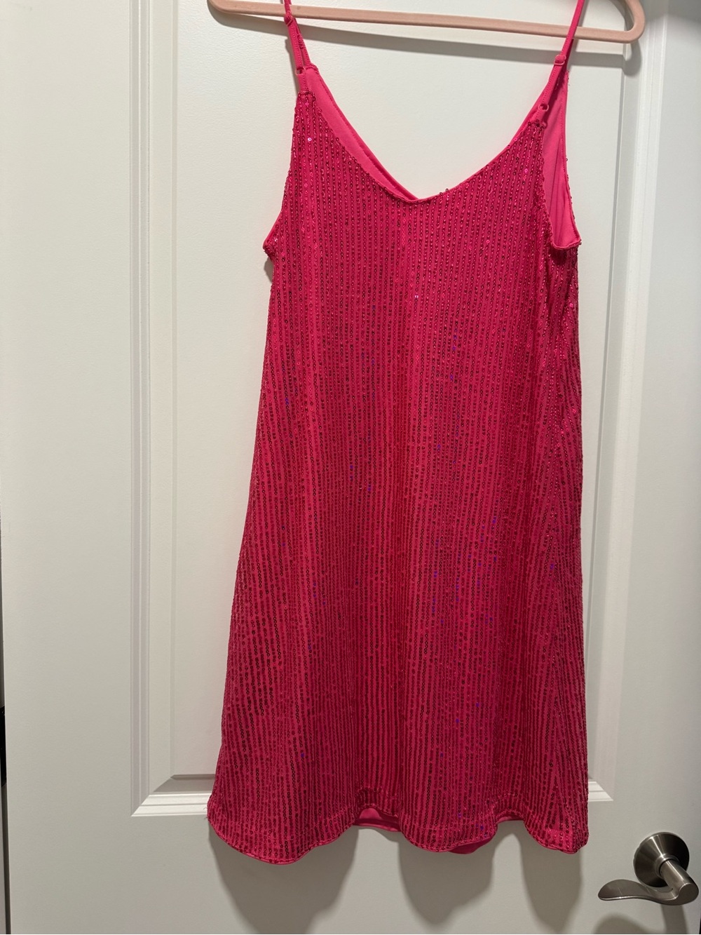 Sequin Hot Pink Slip Dress